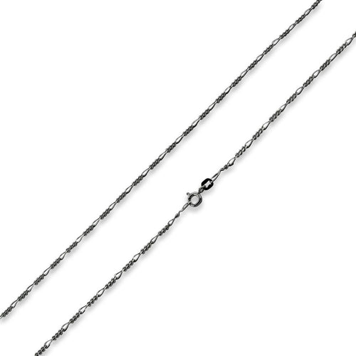 Black Rhodium Sterling Silver Figaro Chain 3MM