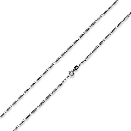 Black Rhodium Sterling Silver Figaro Chain 2.2MM