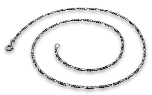 Black Rhodium Sterling Silver Figaro Chain 3MM