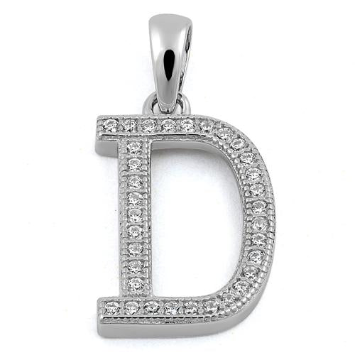 Sterling Silver Letter D CZ Pendant