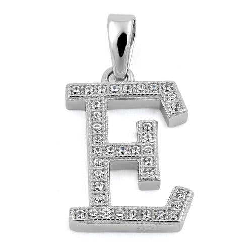 Sterling Silver Letter E CZ Pendant