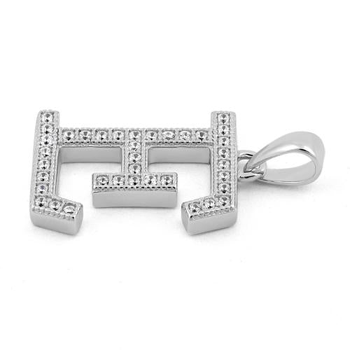 Sterling Silver Letter E CZ Pendant