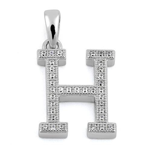 Sterling Silver Letter H CZ Pendant