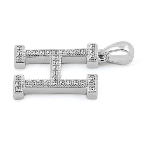 Sterling Silver Letter H CZ Pendant