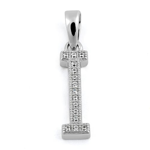 Sterling Silver Letter I CZ Pendant