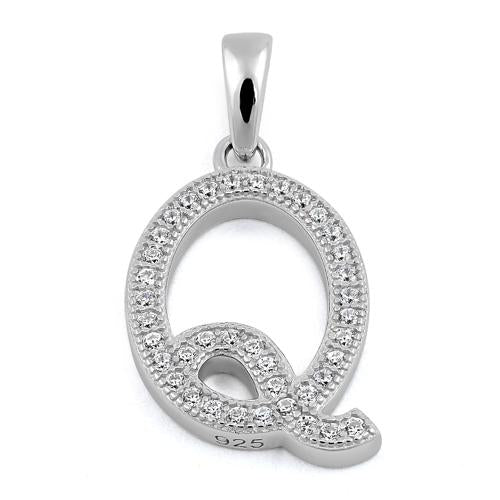 Sterling Silver Letter Q CZ Pendant