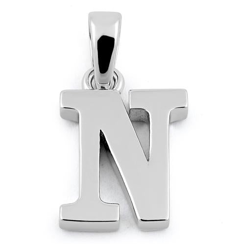 Sterling Silver Plain Letter N Pendant