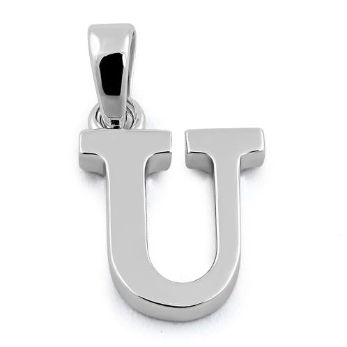 Sterling Silver Plain Letter U Pendant