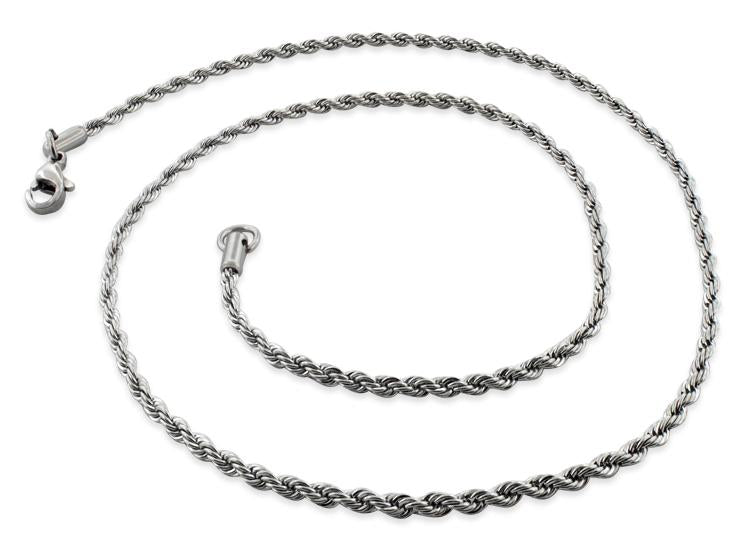 Stainless Steel 16" Rope Chain Necklace 2.5 MM