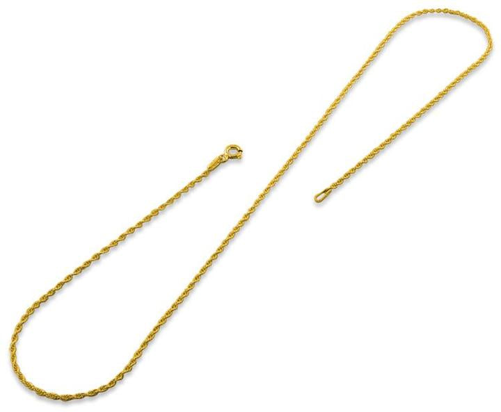 14K Gold Plated Sterling Silver Rope Chain 1.3MM