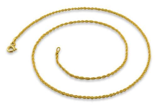 14K Gold Plated Sterling Silver Rope Chain 1.3MM