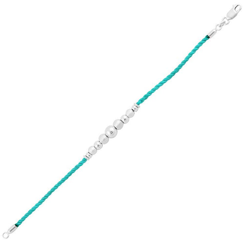Sterling Silver Beads Turquoise Silk Rope Bracelet