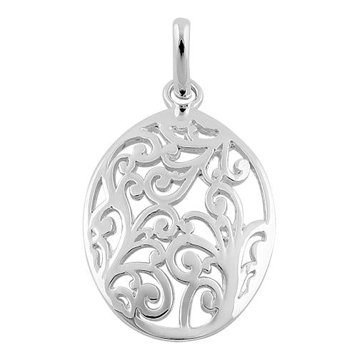 Sterling Silver Filigree Oval Pendant