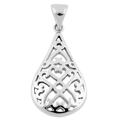 Sterling Silver Hearts Drop Pendant