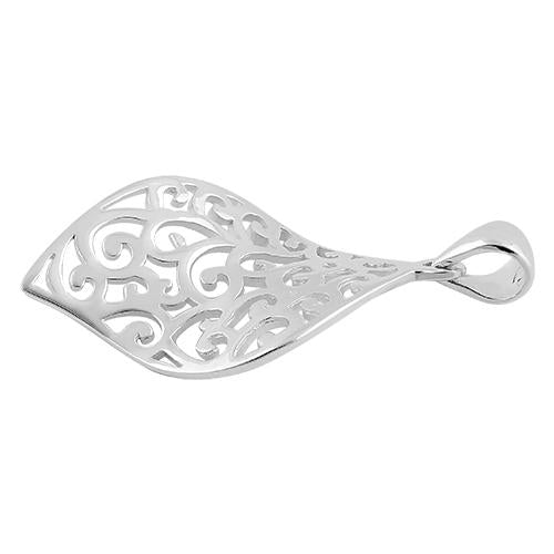 Sterling Silver Leaf Pattern Pendant