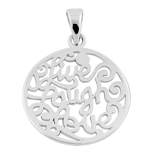 Sterling Silver "Live Laugh Love" Round Pendant