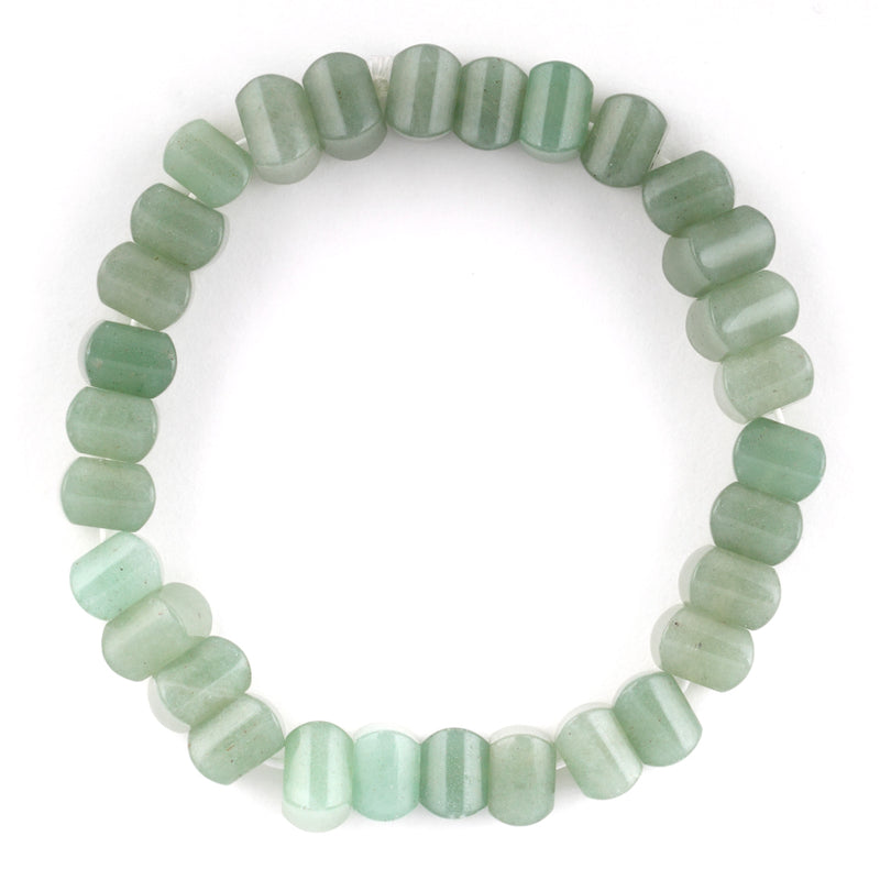 8mm Faceted Pumpkin Green Aventurine Gem Stone Bracelet