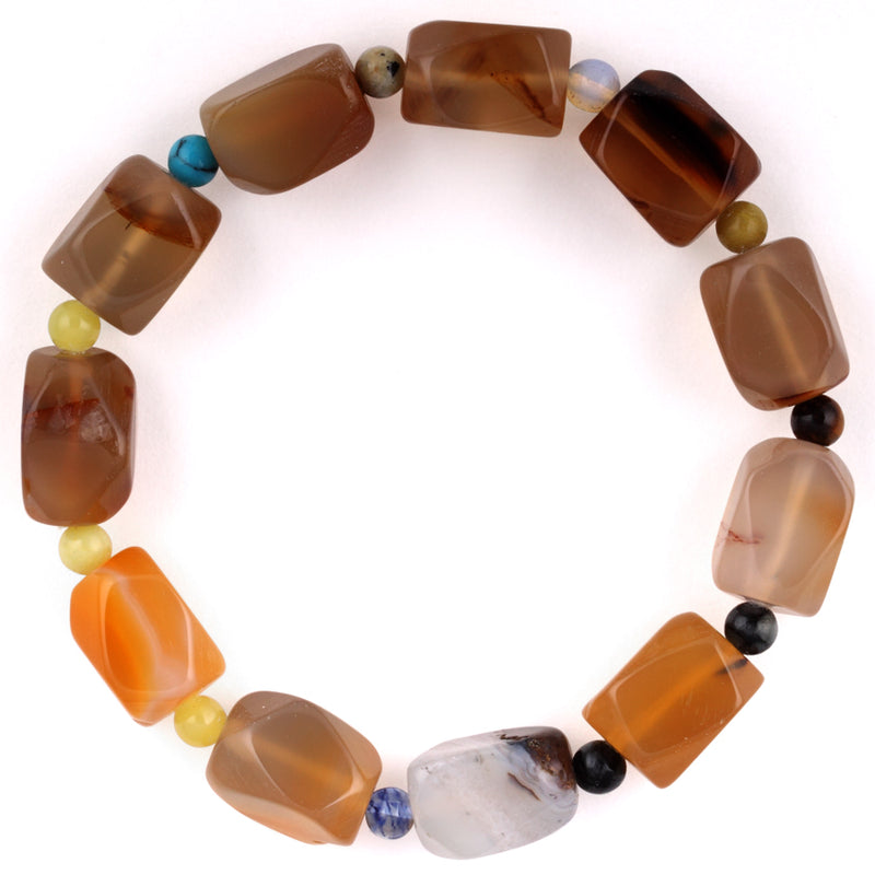 9x13mm 4mm Carnelian Agate Faceted Irregular Nugget Gem Stone Bracelet