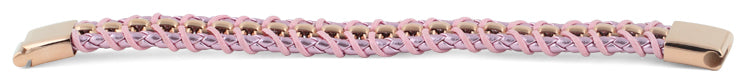 Rose Gold Plated Steel Chain Pink Leather Bracelet