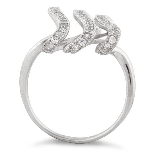 Sterling Silver Twisted S Pave CZ Ring
