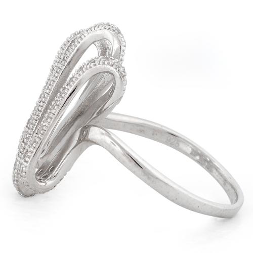 Sterling Silver Twisted S Pave CZ Ring