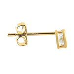 Solid 14K Yellow Gold 3mm Round Cut Clear CZ Earrings