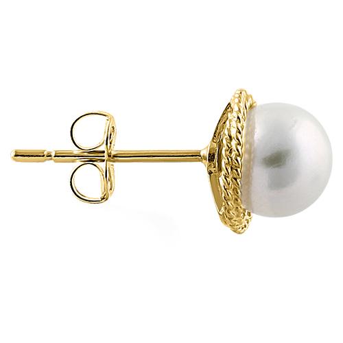 Solid 14K Yellow Gold Fresh Water Pearl Earrings