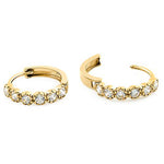 Solid 14K Yellow Gold Round CZ Hoop Earrings