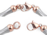 Stainless Steel and Rose Gold Plated Steel Bead and Bar Bracelet