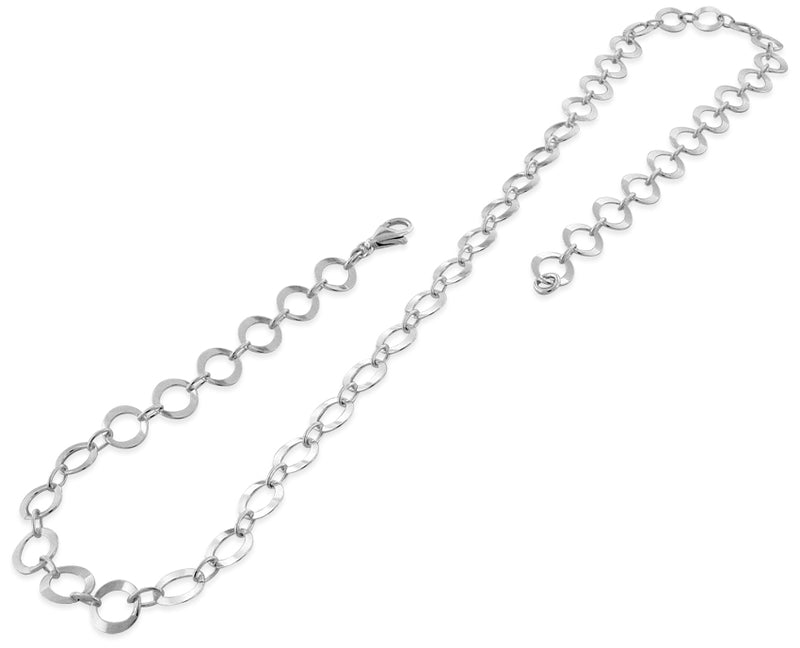 Sterling Silver 8" Round Squash Chain Necklace 9.5mm