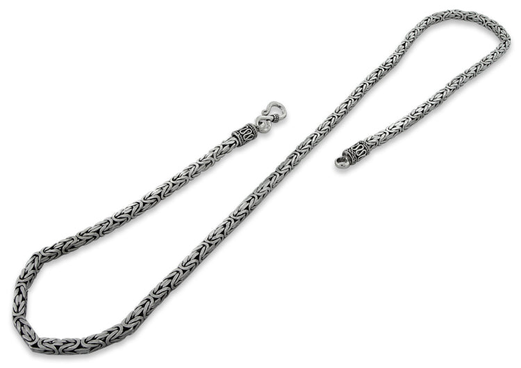 Sterling Silver 9" Square Byzantine Chain Bracelet - 5.0MM