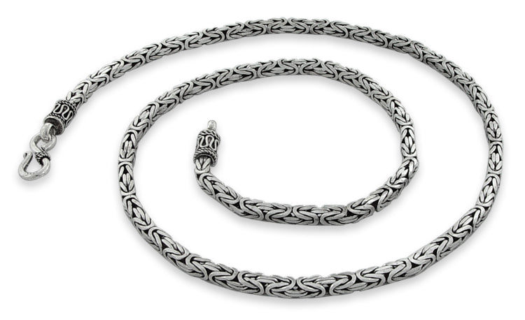 Sterling Silver 9" Square Byzantine Chain Bracelet - 5.0MM