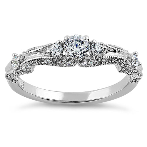 Sterling Silver Classic CZ Engagement Ring