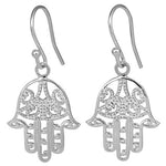 Sterling Silver Hamsa Hook Earrings