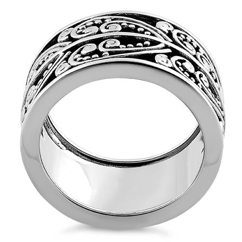 Sterling Silver Heart Bali Ring