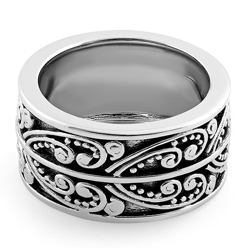 Sterling Silver Heart Bali Ring