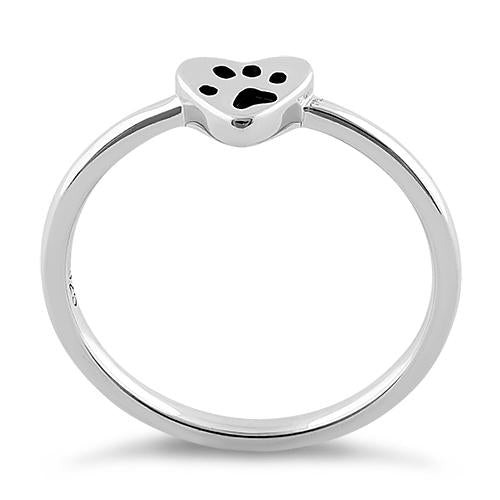 Sterling Silver Heart & Paw Ring