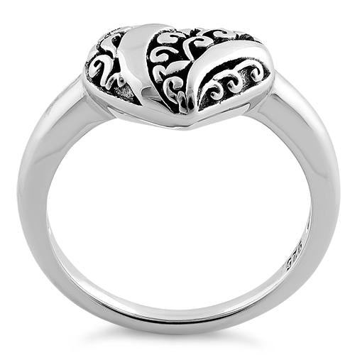 Sterling Silver Heart Swirl Ring