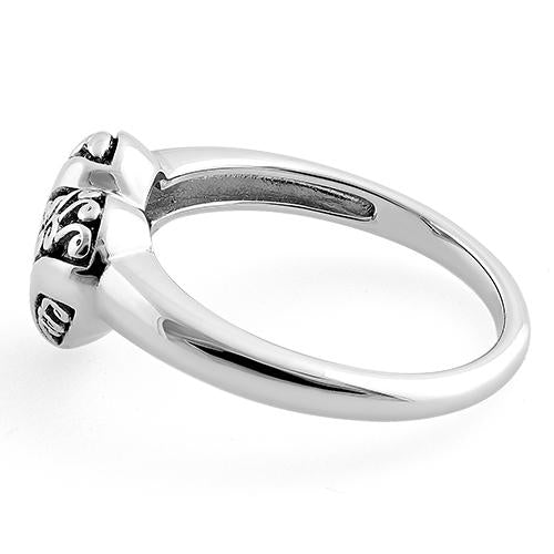 Sterling Silver Heart Swirl Ring