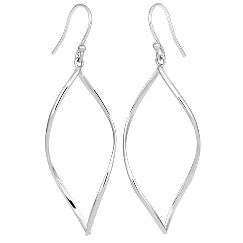 Sterling Silver Hollow Leaf Hook Earrings