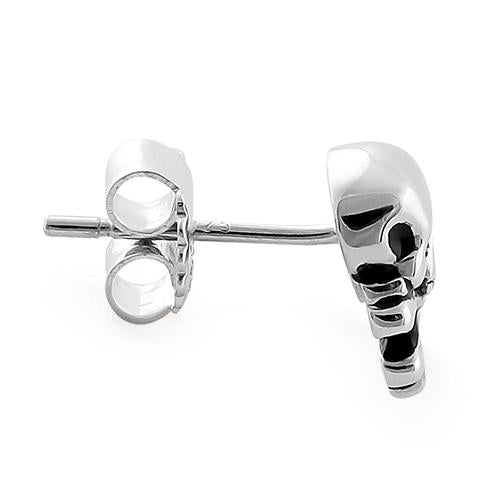 Sterling Silver Jolly Roger Skull Earrings