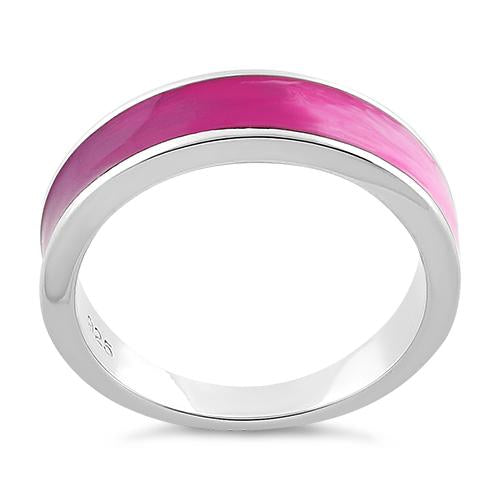 Sterling Silver Pink Spectrum Enamel Ring