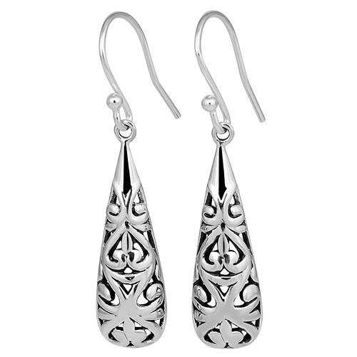 Sterling Silver Rococo Style Hook Earrings