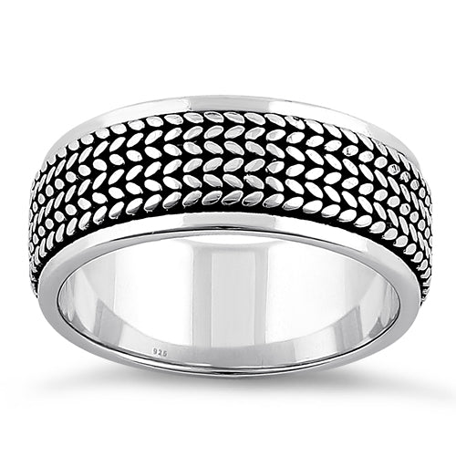 Sterling Silver Rope Pattern Eternity Band