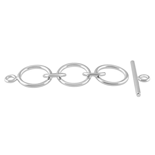 Sterling Silver Toggle Clasp 3 Rings 10mm