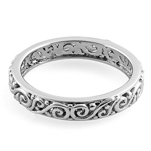 Sterling Silver Vines Eternity Band Ring