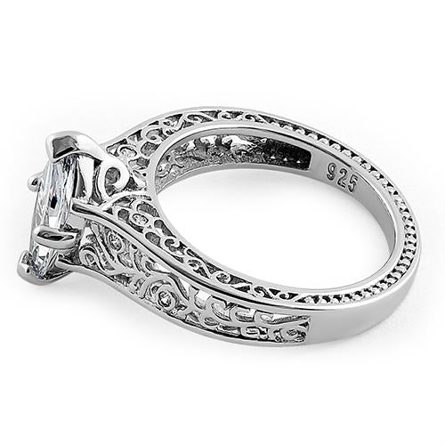 Sterling Silver Marquise CZ Engagement Ring