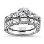 Sterling Silver Baguette 2-Piece CZ Engagement Ring