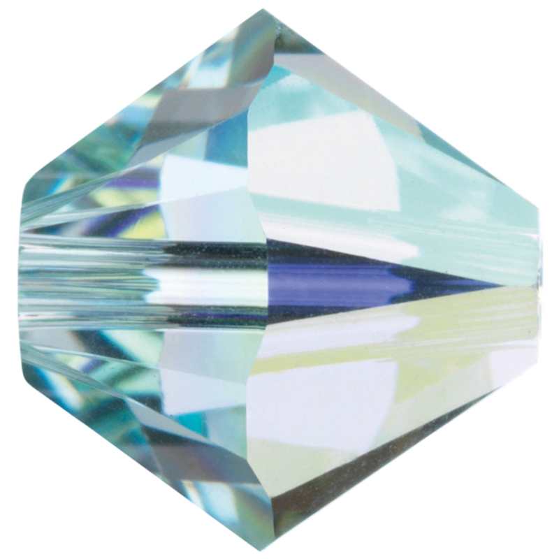 Swarovski Beads 5328 Bicone, 4MM, Light Turquoise AB 2x - Pack of 25