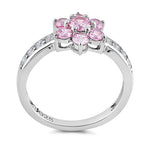 Sterling Silver Pink Plumeria Flower CZ Ring